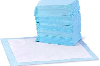 Amazon Basics Leak-Proof Dog and Puppy Potty Training Pee Pads with Quick-Dry 5-Layer Super Absorbent Design for Housebreaking, Regular Size 22×22″, Blue & White, 150 Count