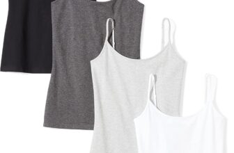 Amazon Essentials Women’s Slim-Fit Camisole for Layering and Everyday Wear, Pack of 4