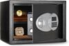 Amazon Basics Steel Security Safe and Lock Box with Electronic Keypad, Secure Documents Storage, Black, 0.5 Cubic Feet, 13.8″W x 9.8″D x 9.8″H, Removable Shelf