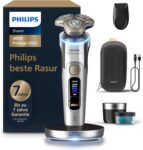 Philips Electric Shaver i9000 Prestige Ultra Wet and Dry Razor for Men, Chrome, Pressure and Motion Sensor, Trimmer Attachment, Cleaning Station, Charging Station and Travel Case (XP9404/31)