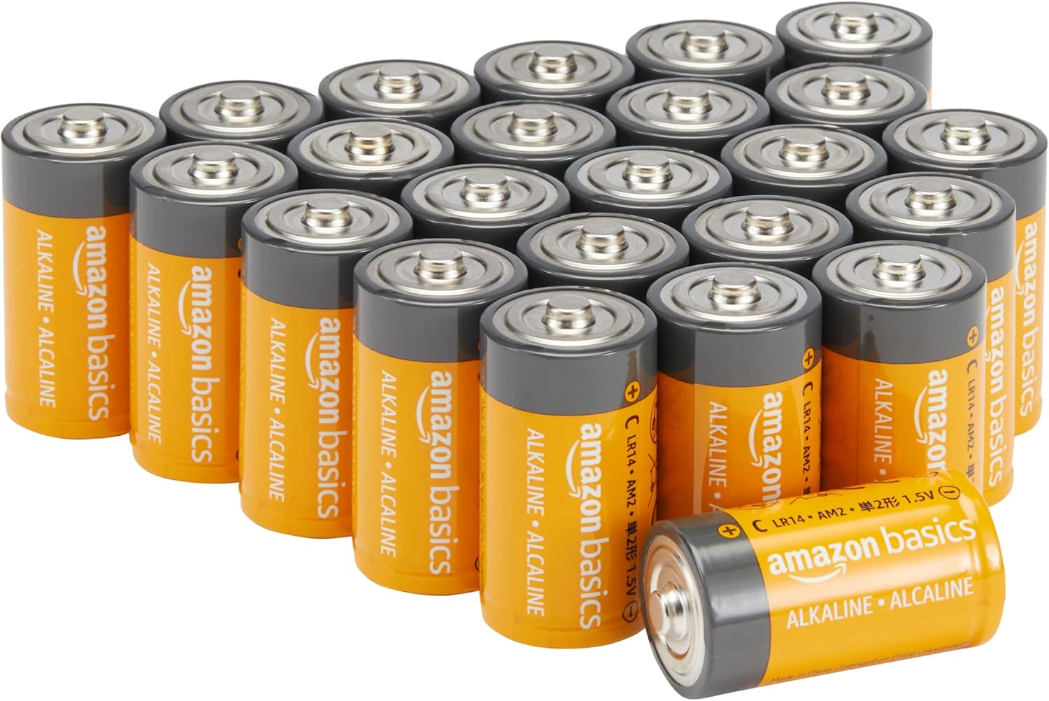 Amazon Basics C Cell Alkaline Long-Lasting All-Purpose Batteries, 1.5 Volt, 5-Year Shelf Life, 24-Pack