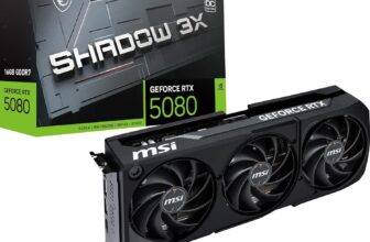 MSI GeForce RTX 5080 16G Shadow 3X OC Graphics Card – RTX 5080 GPU, 16GB GDDR7 (30Gbps/256-bit), PCIe 5.0 – Triple Fan Design (3 x TORX Fan 5.0) – HDMI 2.1b, DisplayPort 2.1b